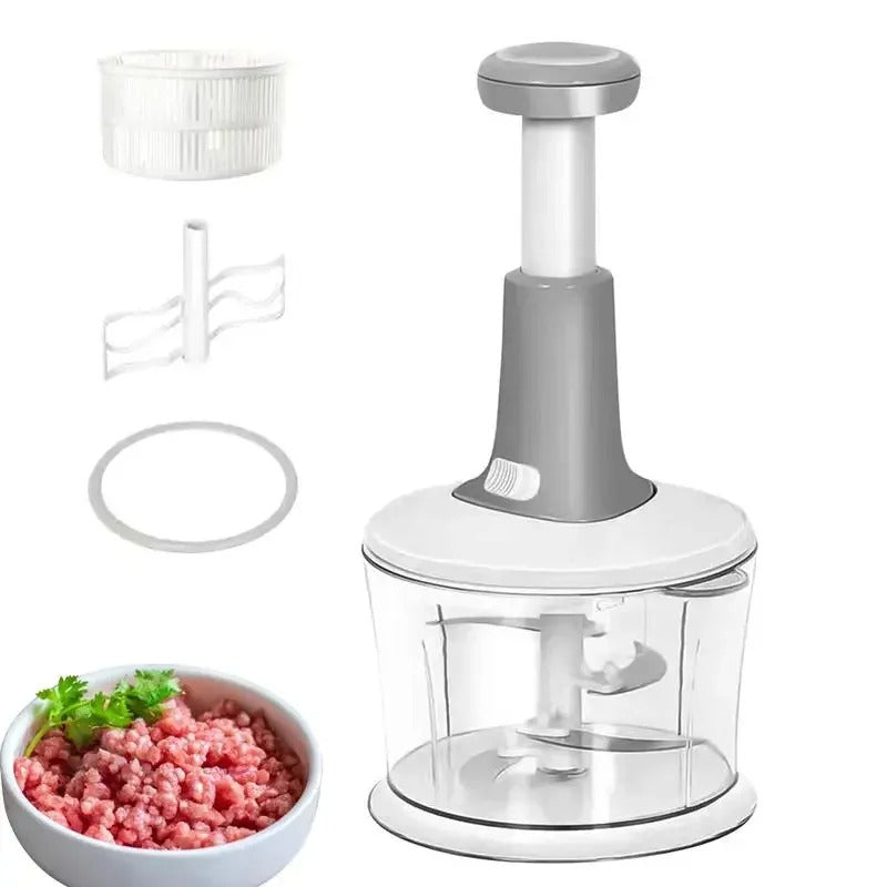 Manual Hand Push Chopper | Multi-functional Vegetable Meat Grinder/Grater/Chopper – 1.5 Liter