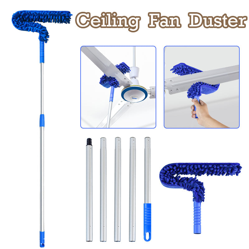 Flexible Microfiber Ceiling & Fan Duster | Bendable to Clean Any Fan Removable & Washable Brush Head