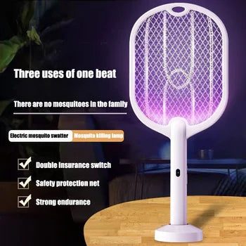 New 3 in 1 Electric Mosquito Swatter Rechargeable Racket