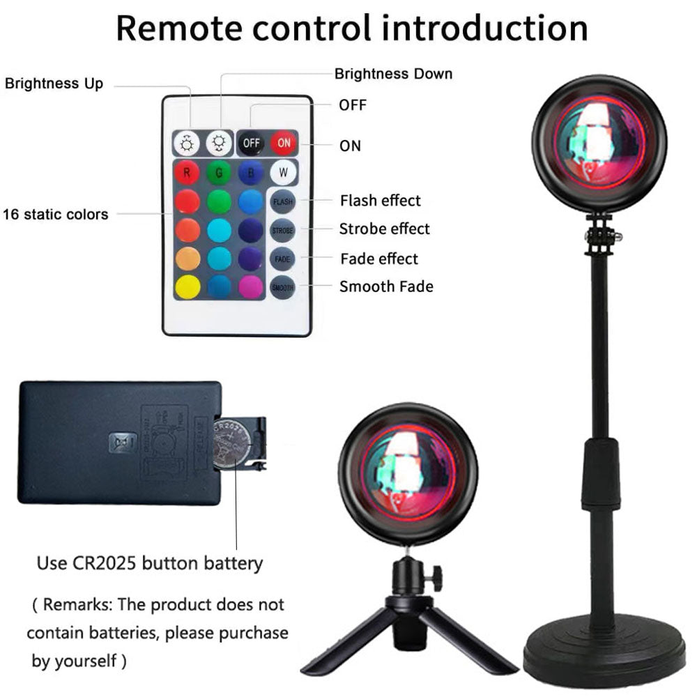 USB Sunset Lamp Projector - Multi Color with Remote