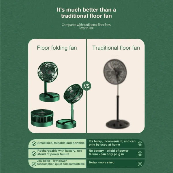 Rechargeable Fan Mini Foldable Telescopic Fan - USB Foldable Table Desk Fan