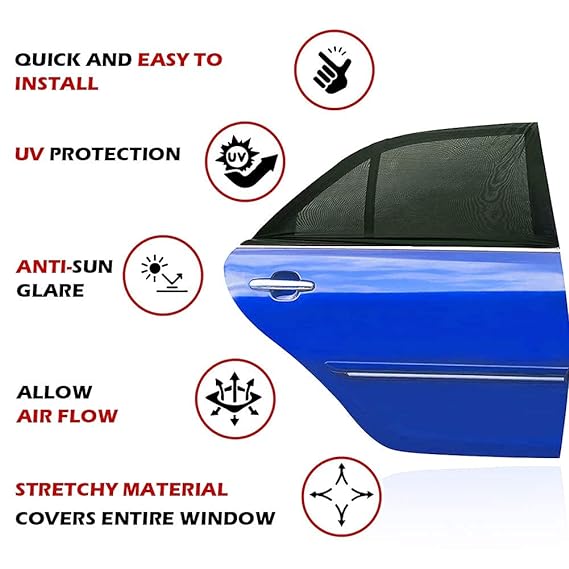 Universal Car Window Shades | Side Window Shade For Car | Breathable Mesh Car Rear Window Sunshades | Protects From Sun Glare And Uv Rays (4 Pc’s)